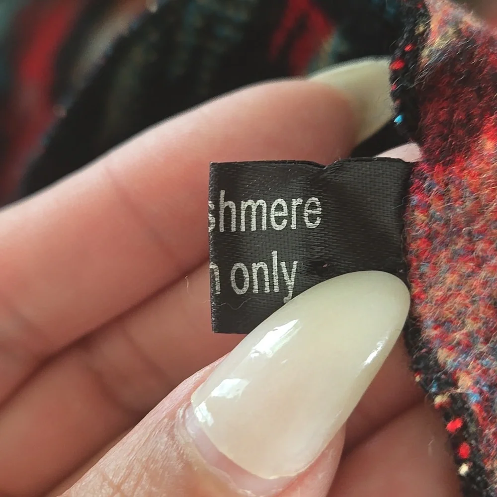 100% Cashmere Waterfall Drape Vest Multicolor Abstract Print Western Heritage - Picture 7 of 8